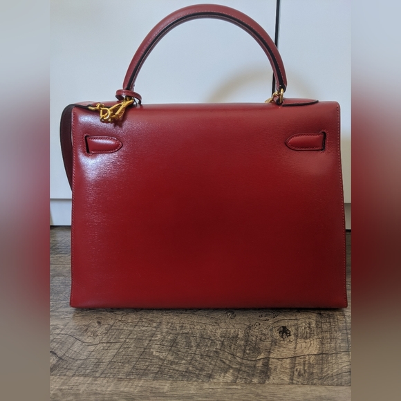 Hermes Rouge H Kelly 32, Sellier Box Leather - Picture 2 of 15